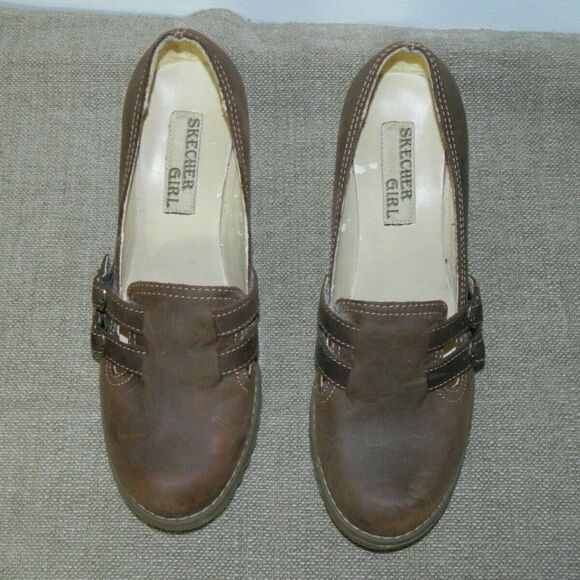Skechers Loafers Shoes Brown Chunky Heels 90s Y2K Size  9 - Picture 2 of 10